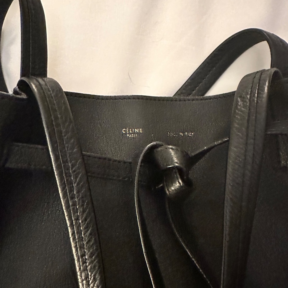 CELINE Soft Grained Calfskin Small Belt Cabas Phantom Black - Picture 8 of 11